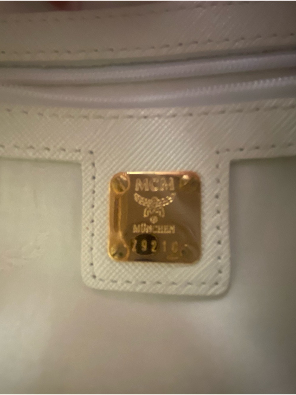 Authentic MCM Ivory Leather Boston Tote / Crossbody with Gold Hardware & Chain - Picture 15 of 16